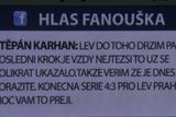 Před zápasem promítali v holešovické Tipsport Aréně na velkoplošné obrazovce povzbudivé vzkazy fanoušků Lva.