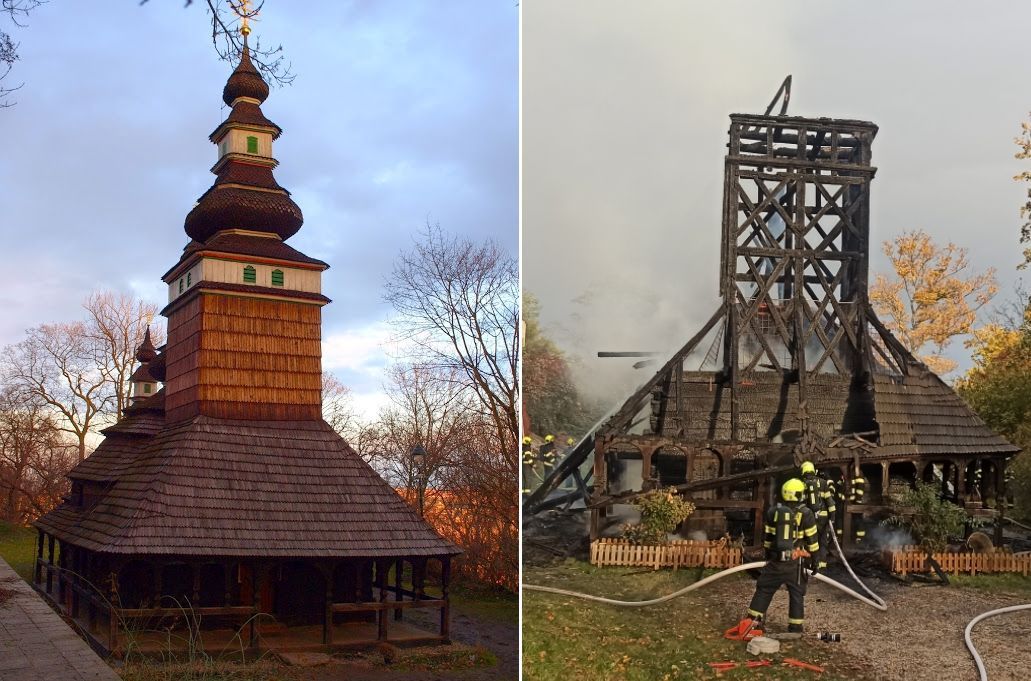 Kostel sv. Michaela - srovnávací foto