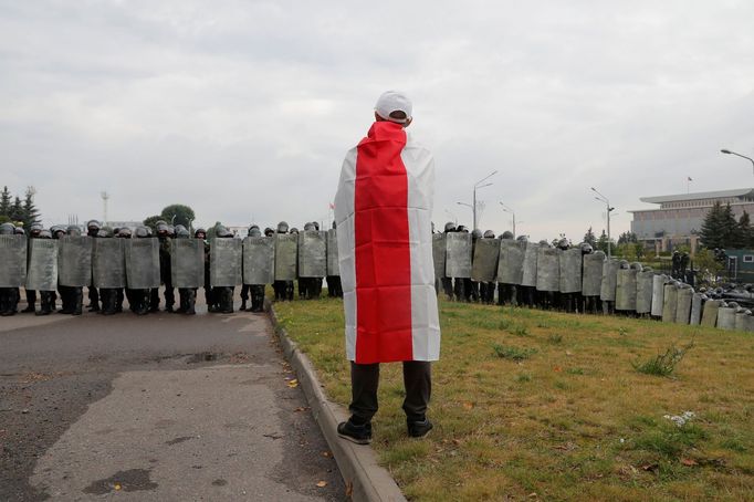 Protesty za odstoupení běloruského prezidenta Alexandra Lukašenka.