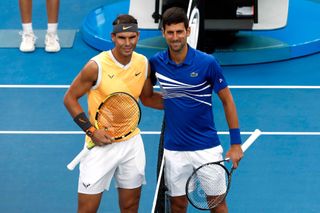 Rafael Nadal a Novak Djokovič ve finále Australian Open 2019.