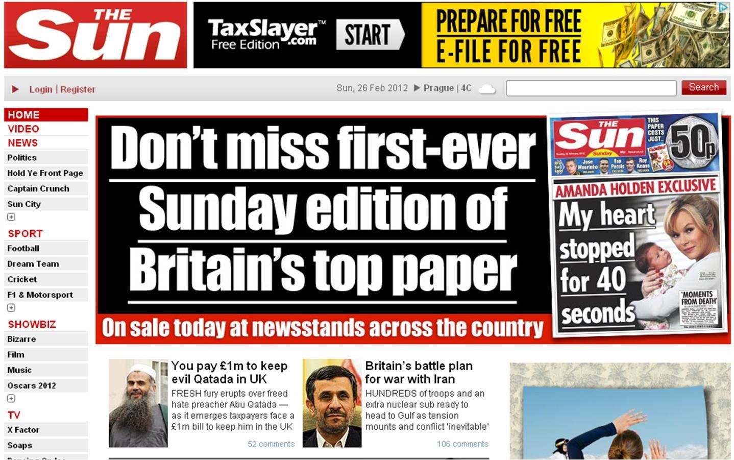 V Británii začala vycházet nedělní edice bulváru The Sun
