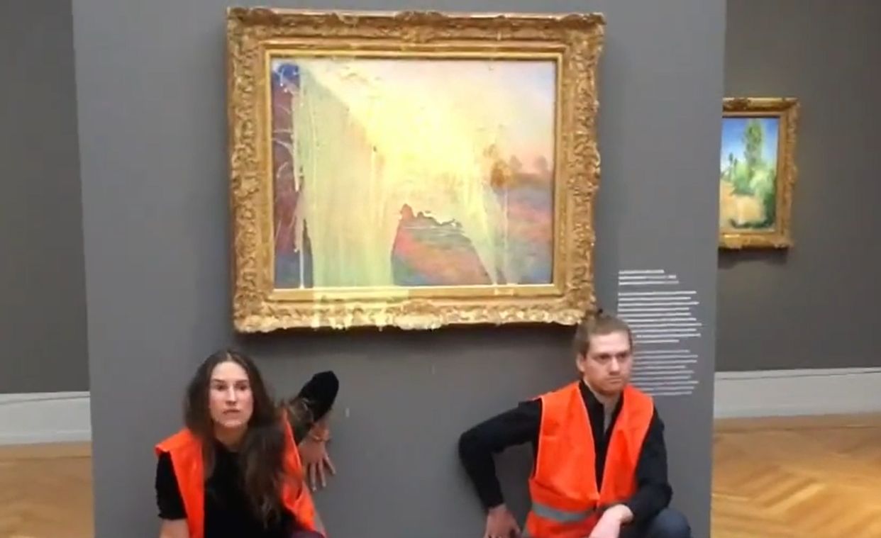 Letzte Generation, Claude Monet, bramborová kaše, aktivisté, útok, galerie