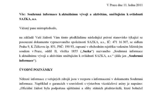 K souhrnné informaci Sazky