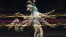 Lauren Mitchell of Australia attends a gymnastics training session at the O2 Arena before the start of the London 2012 Olympic Games July 26, 2012. This picture was taken using multiple exposures. REUTERS/Dylan Martinez (BRITAIN - Tags: SPORT OLYMPICS SPORT GYMNASTICS) Published: Čec. 26, 2012, poledne