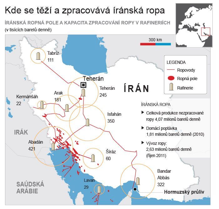Kde se těží s zpracovává íránská ropa