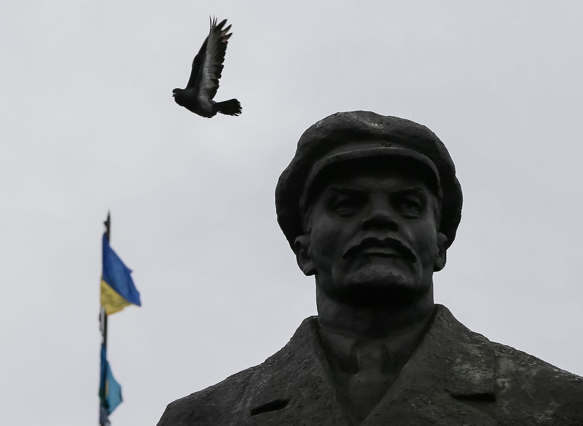 Ukrajinská vlajka - ukrajina - slavjansk - lenin - holub