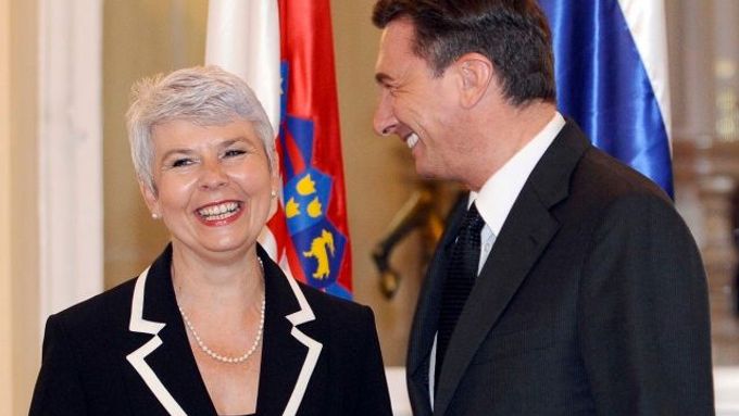 Slovinský premiér Borut Pahor a předsedkyně chorvatské vlády Jadranka Kosorová.