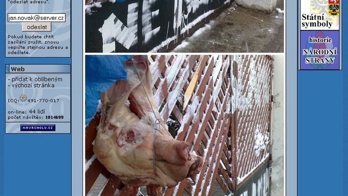 The photographs of the pig head were published by the far-right National Party (Národní strana)