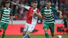 Jaromír Zmrhal  (8) a Jiří Bederka (27) v ligovém zápase Slavia - Bohemians 1905