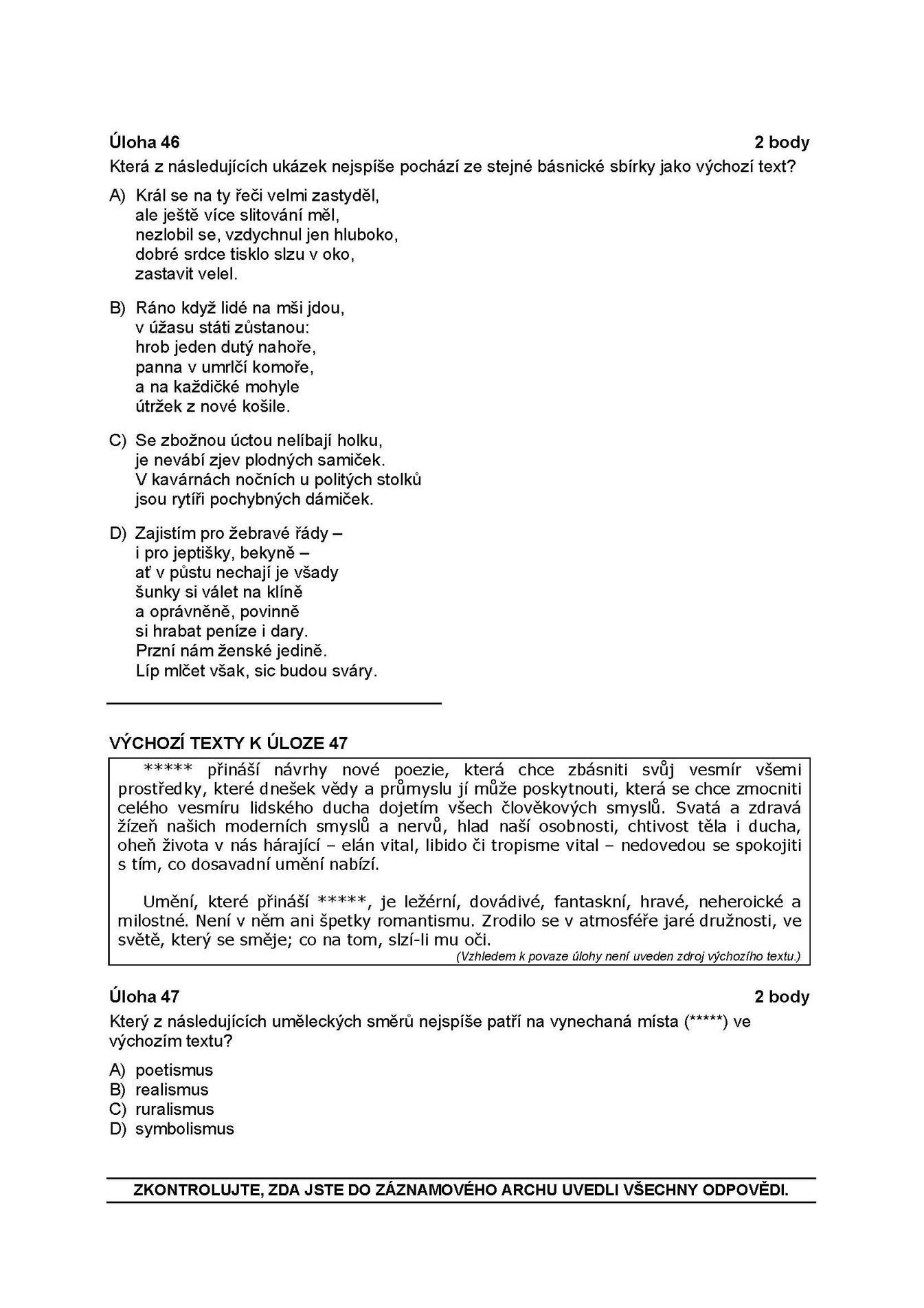 Státní maturita - vyšší obtížnost 19