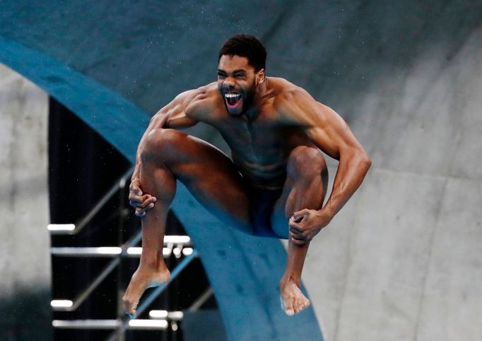 Diving - FINA Diving World Cup 2021 and Tokyo 2020 Olympics Aquatics Test Event - Tokyo Aquatics Centre, Tokyo, Japan - May 6, 2021 Jamaica's Yona Knight-Wisdom in action