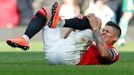 Manchester United's Marcos Rojo after sustaining an injury