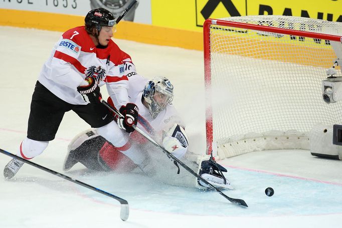 MS 2015, Česko-Rakousko: Ondřej Pavelec - Brian Lebler (7)