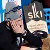 Marco Odermatt v cíli sjezdu mužů na MS v alpském lyžování 2023