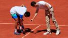 Tennis - French Open - Roland Garros, Paris, France - June 1, 2019. Italy's Salvatore Caruso talks to the umpire during his third round match against Serbia's Novak Djoko