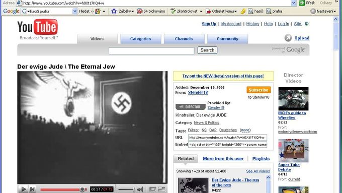 Věčný žid. Jeden z nejotřesnějších snímků nacistické propagandy. K vidění na youtube.