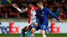 Ibrahim Traoré a Mateo Kovačič v prvním čtvrtfinále Evropské ligy Slavia - Chelsea.