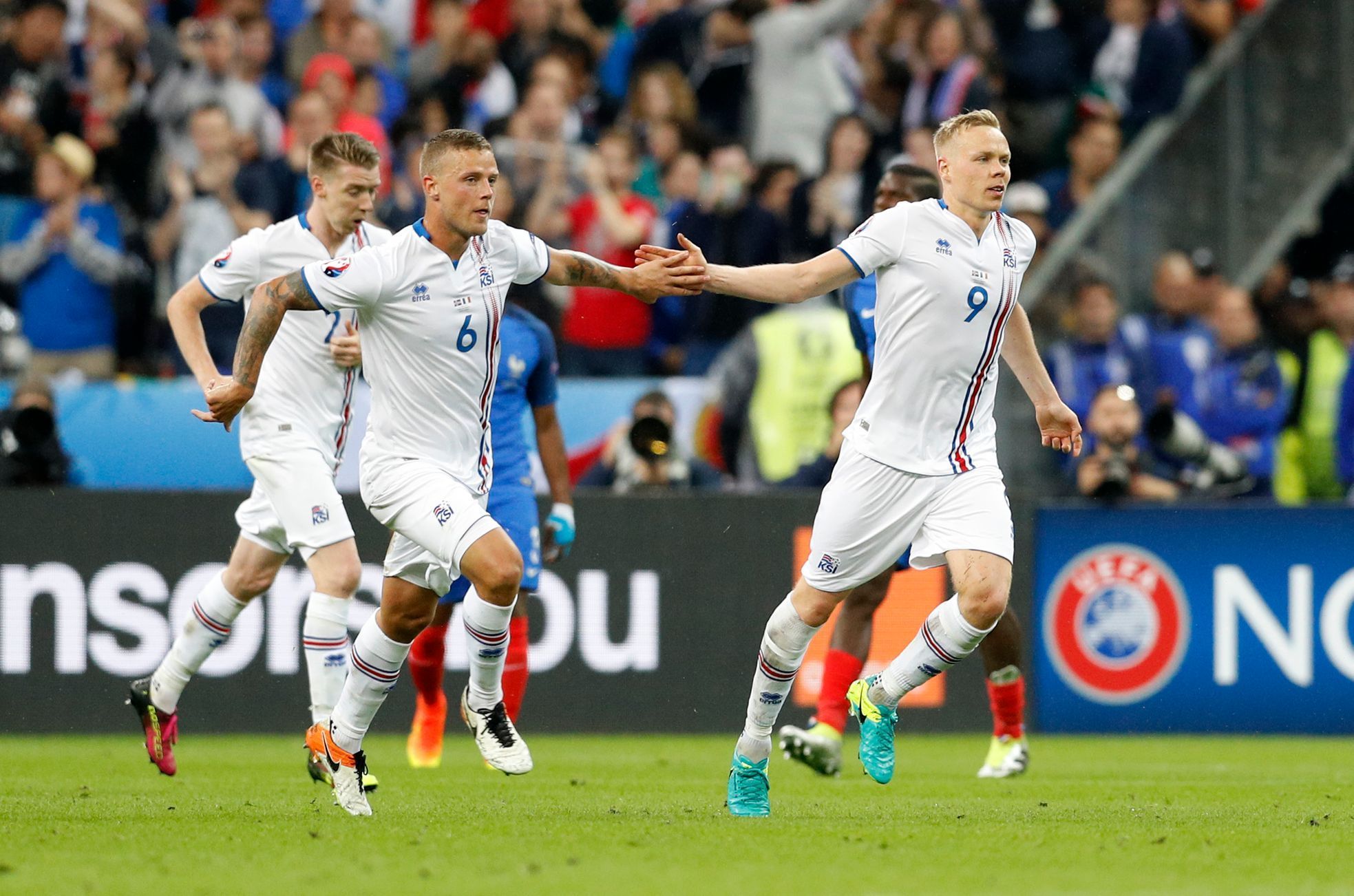 Euro 2016, Francie-Island: Islanďané slaví gól na 4:1