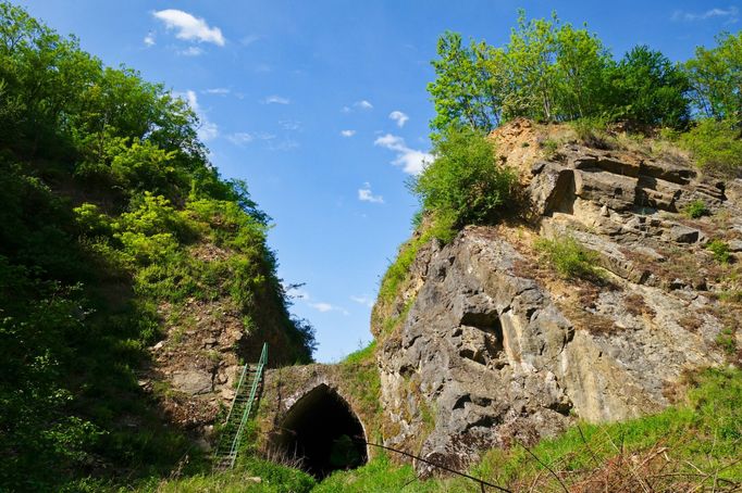 Národní přírodní památka Požáry se nachází u Řeporyjí na jihozápadě Prahy. Pro geology jde o místo mezinárodního významu. Na snímku je tunel zaniklé úzkokolejné dráhy.