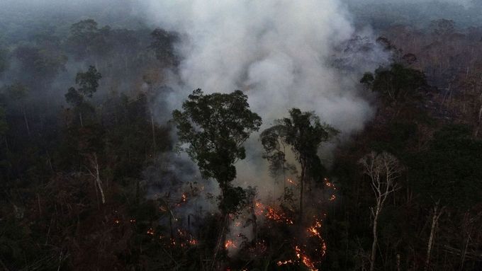 Požáry v amazonském pralese.