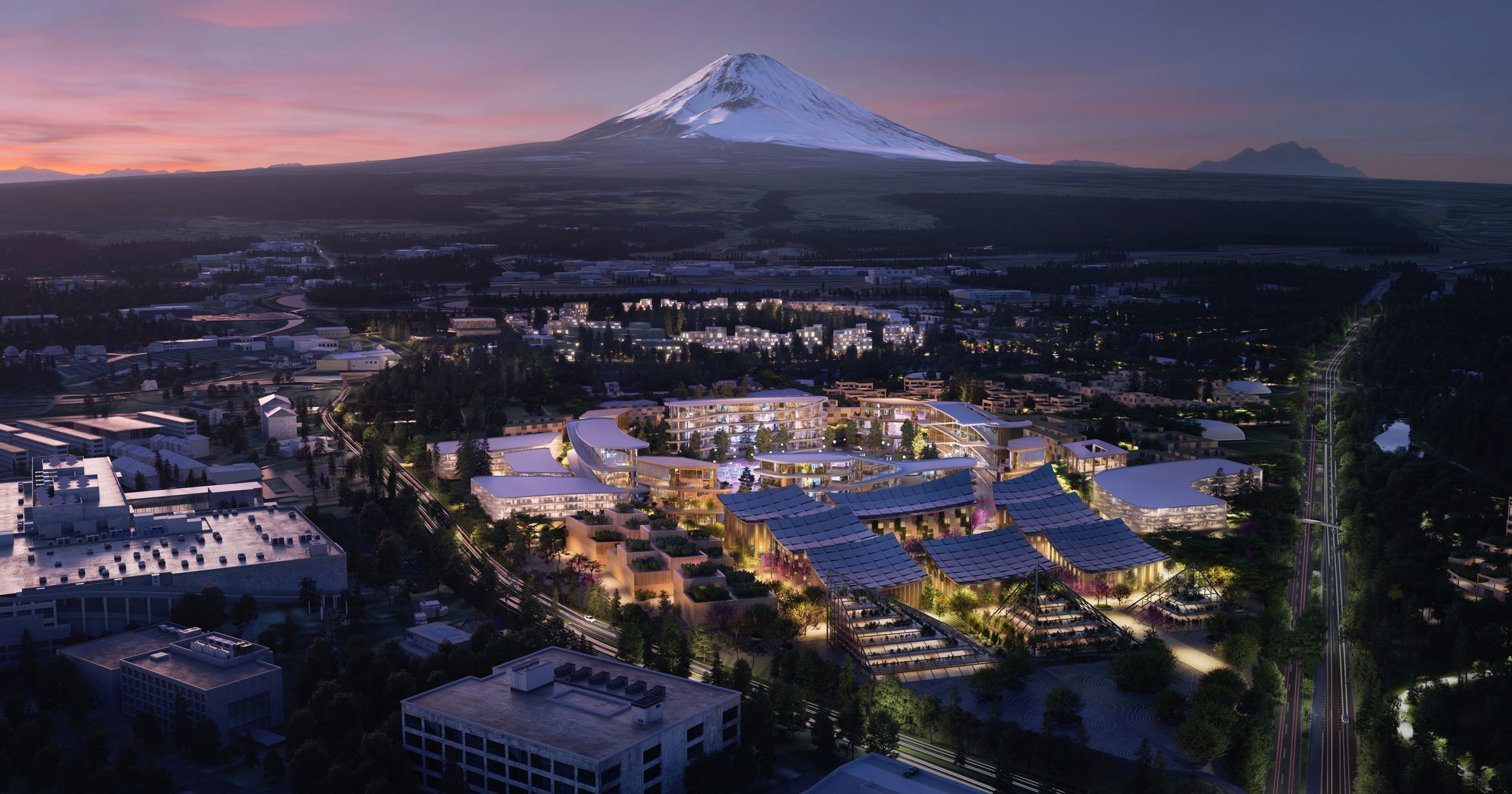 Toyota Woven City město budoucnosti Japonsko Fuji