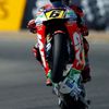 Honda MotoGP rider Stefan Bradl of Germany performs a wheelie during the third free practice session of the Spanish Grand Prix in Jerez de la Frontera