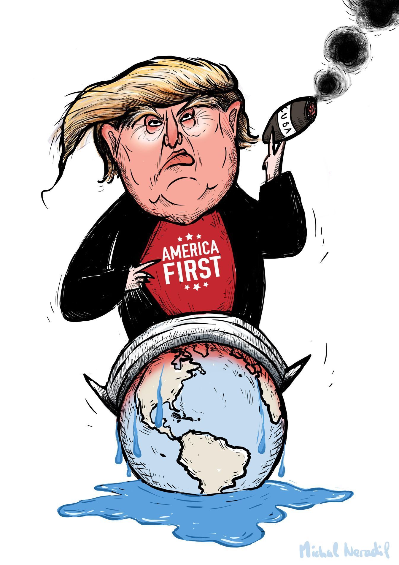 Trump klima oteplování kresba
