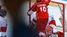 Jediný okamžik pro oslavy pražanů - ve 37. minutě utkání vyrovnal Petr Jelínek (HC Slavia Praha) na 1:1.