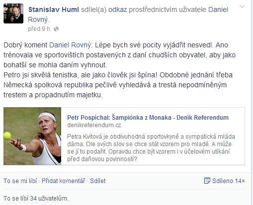 Facebookový profil Stanislava Humla