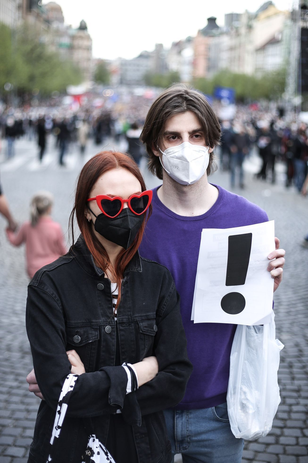 Demonstrace Milion chvilek demokracie, Václavské náměstí, duben 2021, respirátory, protest