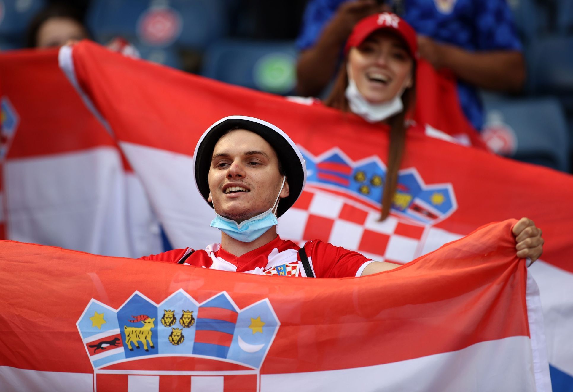 Chorvatští fanoušci na zápase Chorvatsko - Česko na ME 2020