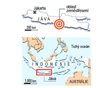 Mapa okolí ostrova Jáva