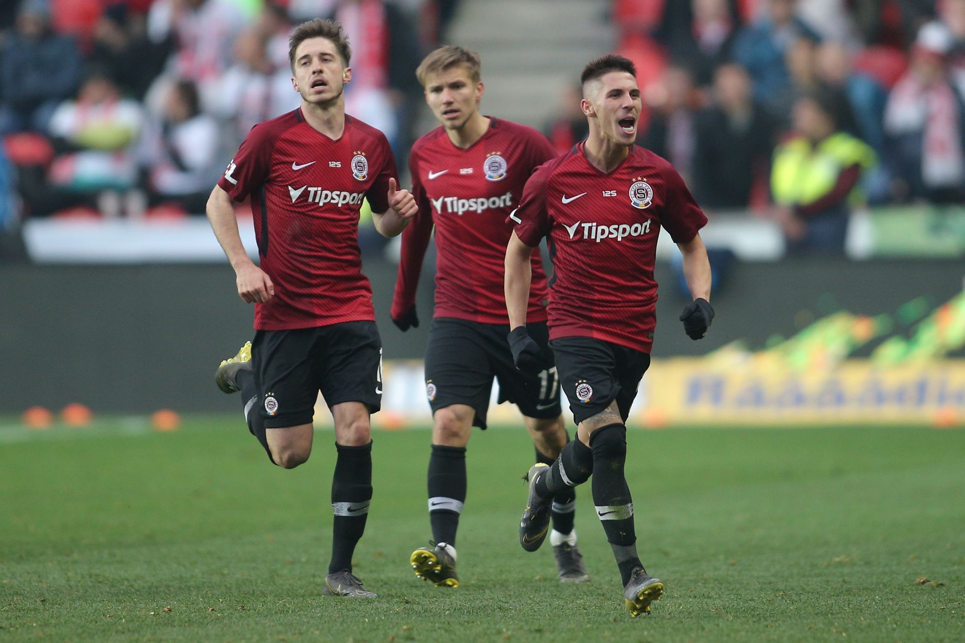 Sparťanská radost v zápase 28. ligového kola Slavia - Sparta