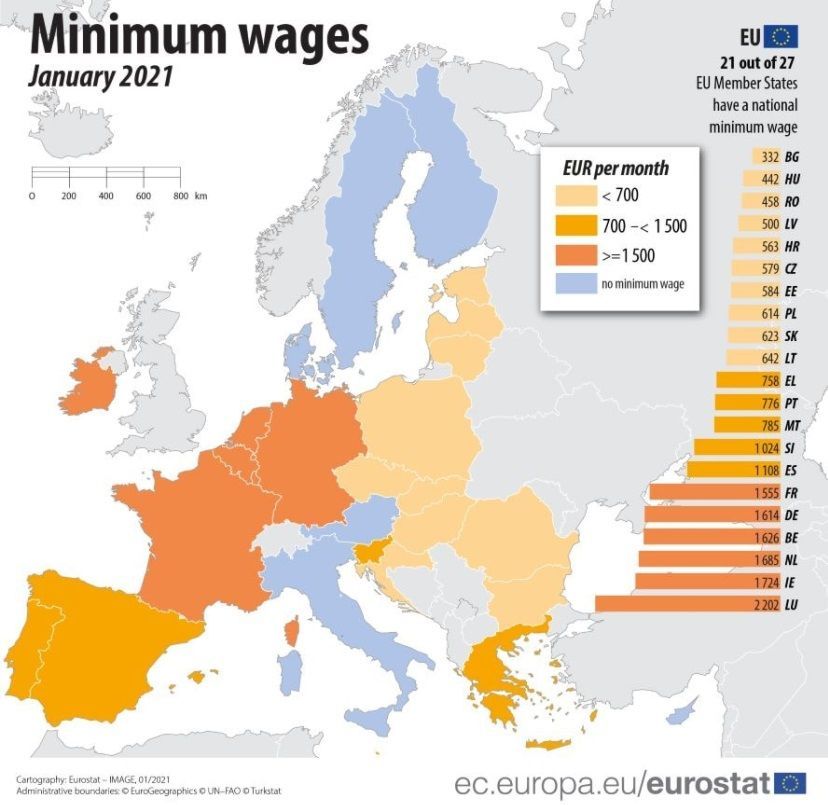 Minimální mzdy v EU