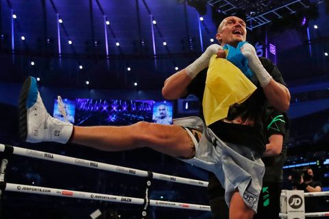 Oleksandr Usyk při zápase s Anthonym Joshuou (2021)