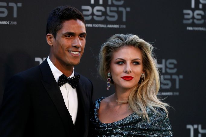 fotbal, galavečer FIFA 2018, Raphael Varane a manželka Camille Tytgatová