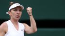 Tennis - Wimbledon - All England Lawn Tennis and Croquet Club, London, Britain - July 13, 2019  Romania's Simona Halep reacts during the final against Serena Williams of