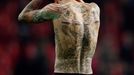 Dánský fotbalista Daniel Agger a jeho tetování.