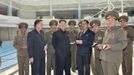 North Korean leader Kim Jong-Un inspects the construction site of the Munsu Swimming Complex