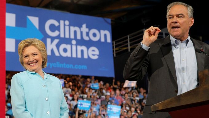Hillary Clintonová a Tim Kaine.