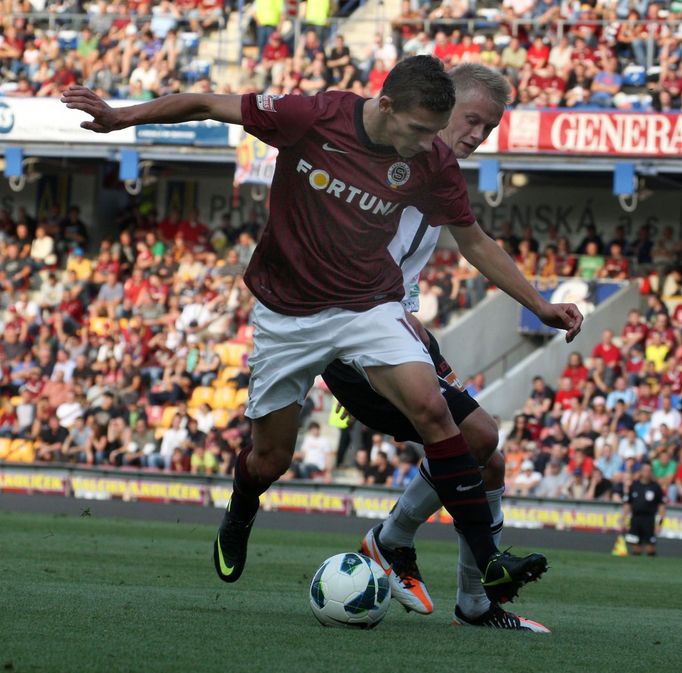 Fotbalista David Pavelka v utkání 6. kola Gambrinus ligy 2012/13 mezi Spartou Praha a Hradcem Králové.