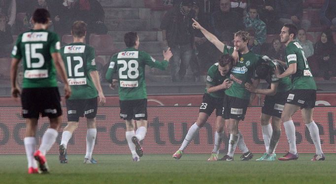 Fotbal, Gambrinus liga, Sparta - Jablonec: Tomáš Čížek (22) slaví gól