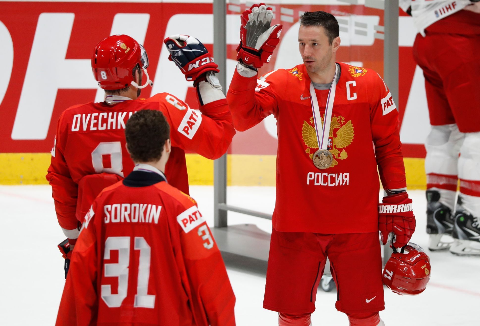 Česko - Rusko na MS v hokeji 2019, zápas o bronz: Ilja Kovalčuk a Alexnadr Ovečkin