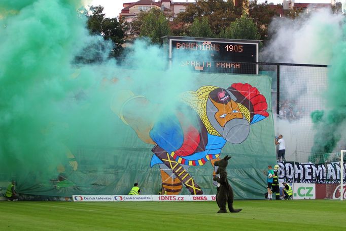 Liga, Bohemians-Sparta: choreo fanoušků Bohemians