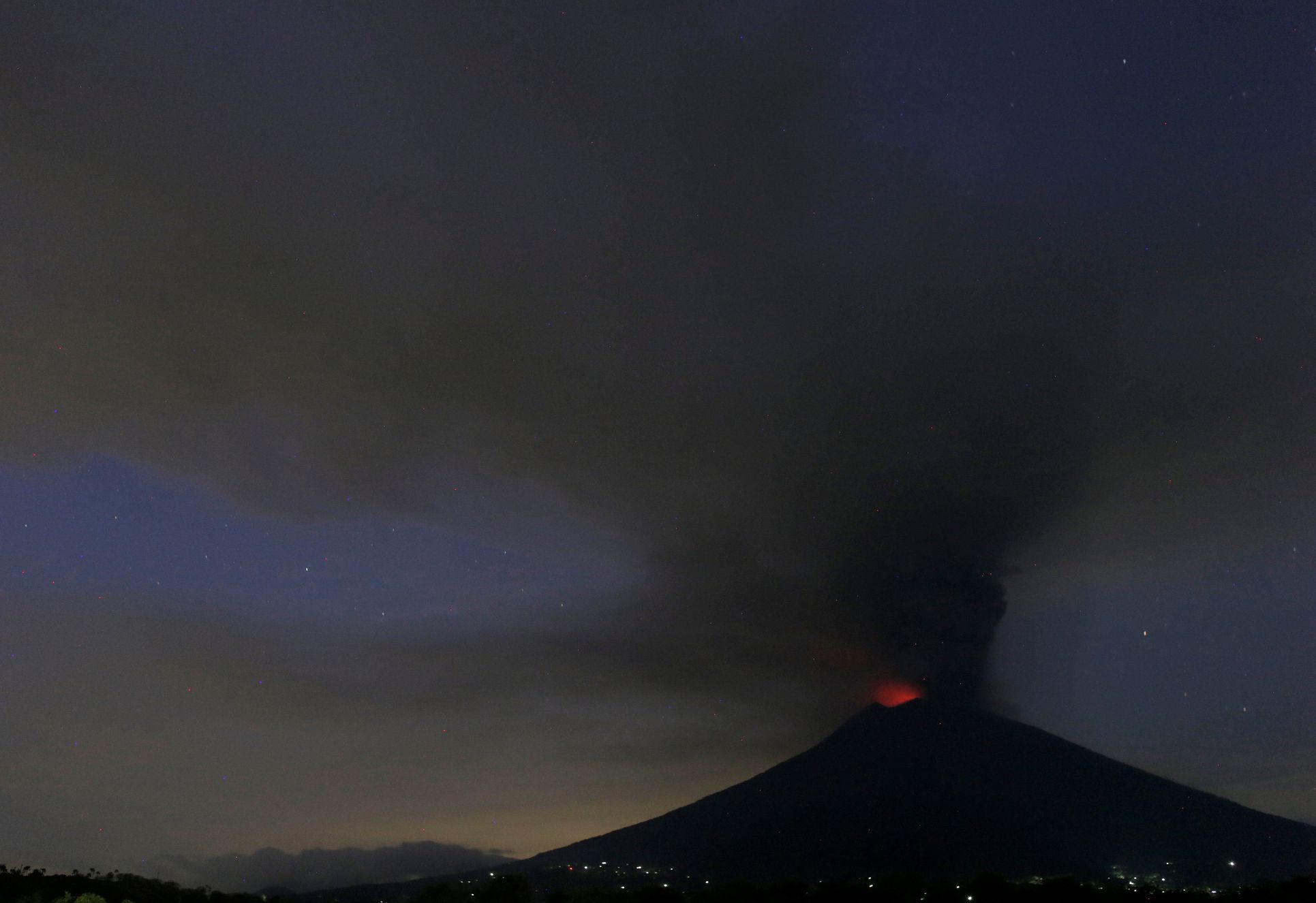 Sopka Agung na Bali, listopad 2017