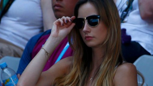 Ester Satorova, the girlfriend of Tomas Berdych of Czech Republic, is seen during his men's singles match at the Australian Open 2014 tennis tournament in Melbourne