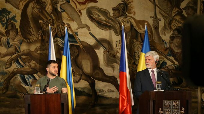 Tisková konference k návštěvě prezidenta Zelenského na Pražském hradě