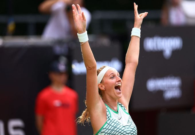 Tennis - WTA 500 - bett1open - Rot-Weiss Tennis Club, Berlin, Germany - June 25, 2023 Czech Republic's Petra Kvitova celebrates after winning her final match against Croa