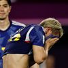 Smutný Takuma Asano po porážce v osmifinále MS 2022 Japonsko - Chorvatsko