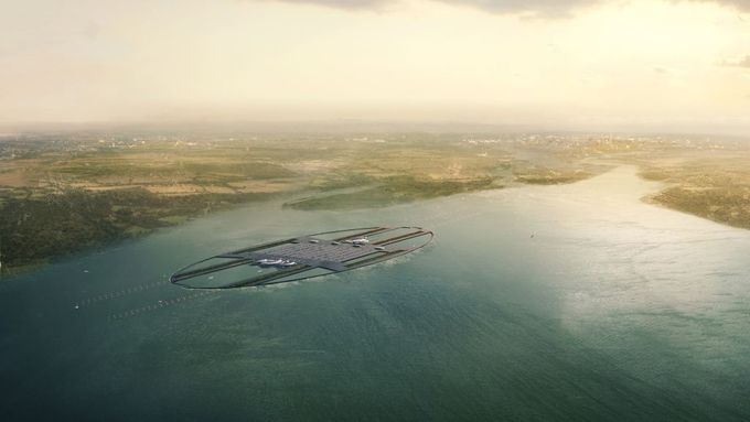 Letiště má vyrůst na umělém ostrově. Tohle je jeho vizualizace.
